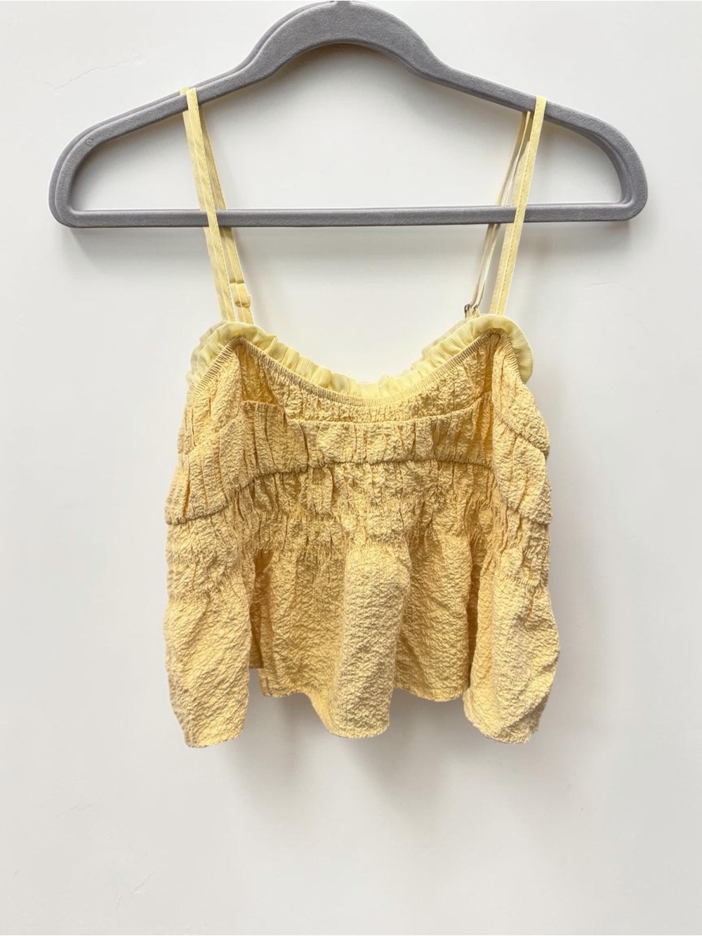 Miou Muse Yellow Textured Ruffle Cami Tank Top Size Medium